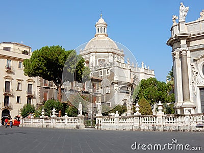 Baroque Church of the abbey of Sant Agate -Catania - Sicily, - southern Italy Editorial Stock Photo